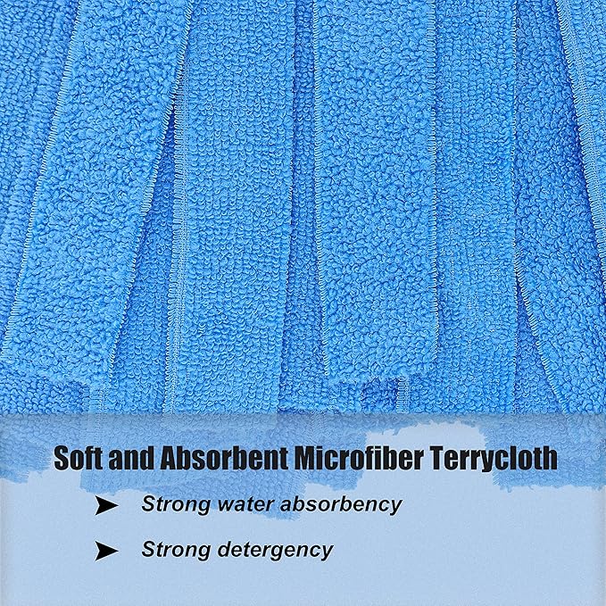 One Mop Handle With Two Microfiber Heads (1 Handle & 2 Heads) Blue