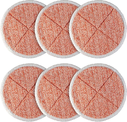 BlueStars 6 Pack 2124, 2039A, 2307, 23157, 20391, 20399 Replacement 2124 Mop Pads Heavy Scrub Compatible with Bissell Spinwave Hard Mop Cleaners (Orange) - Easy to Install - Washable & Reusable