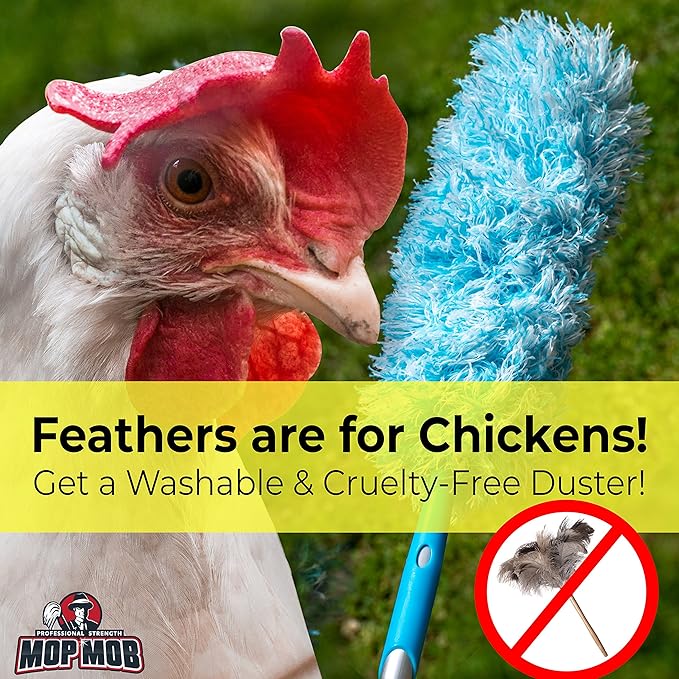 Extendable Washable Microfiber Duster and Blind Cleaner w/Pivoting Head and Extension Pole. Telescopic Arm and Flexible Heads for Easy Ceiling and Cobweb Dusting. Detachable Dusters = Quick Cleaning